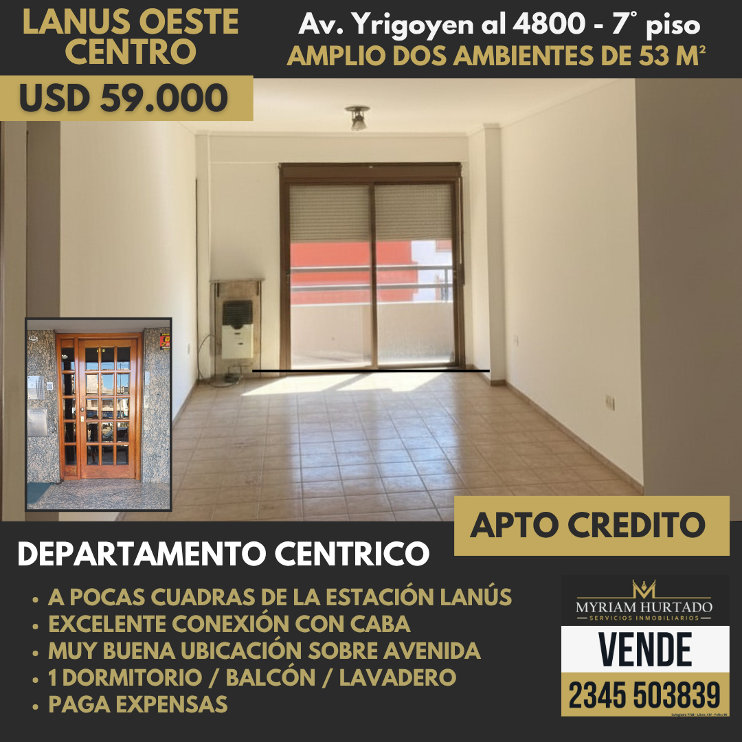 Departamento 2 ambientes en Lanús Oeste Centro
