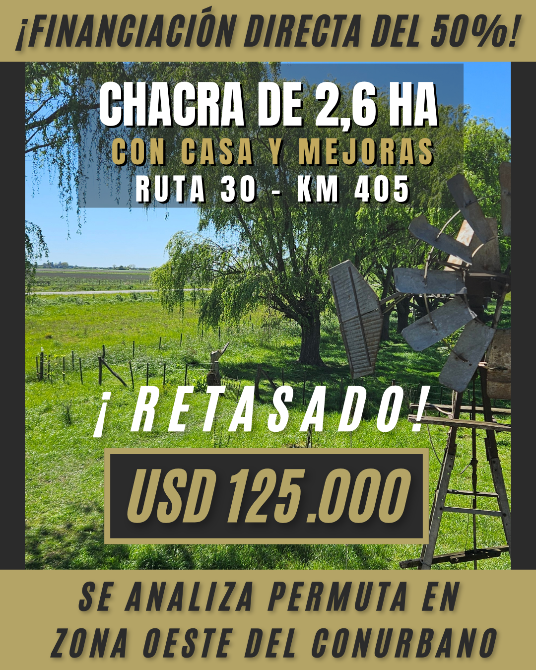 Chacra en Ernestina - Ruta 30 Km 405