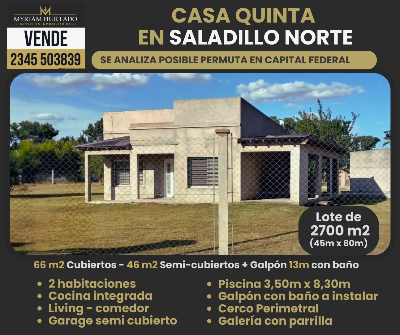Casa quinta reservada en Saladillo Norte